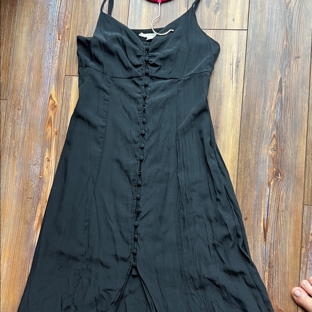 Grade & Gather Medium Button Black Spaghetti Strap Midi Dress - Picture 9 of 10